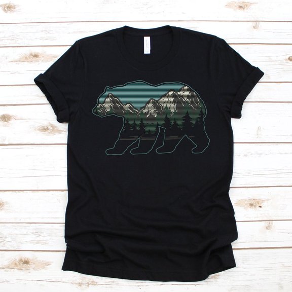 Bear Mountains Hiking Nature Outdoors Wildlife Fun Graphic Tee Shirt,for unisex up to size 5XL