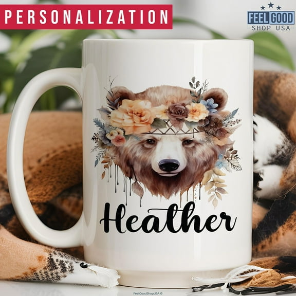 Bear Mug Personalized Bear Gift, Custom Bear Cup With Name, Bear Name Mug, Bear Coffee Mug, Bear Coffee Cup, Coffee Mug Gift For Bear Lover, Ceramic Mug 11Oz