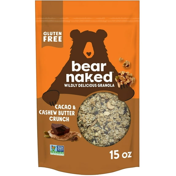 Bear Naked Granola Cereal, Breakfast Snacks, Whole Grain Granola, Mega Pack, Cacao and Cashew Butter Crunch, 15oz Bag (1 Bag)
