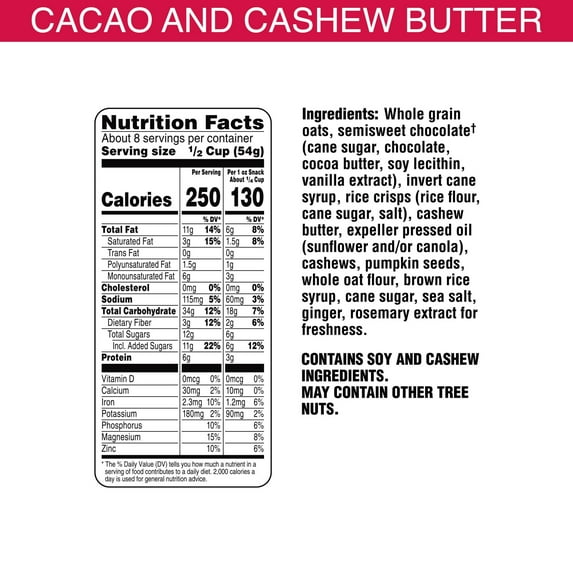 Bear Naked Granola Cereal, Breakfast Snacks, Whole Grain Granola, Mega Pack, Cacao and Cashew Butter Crunch, 15oz (Pack 4)