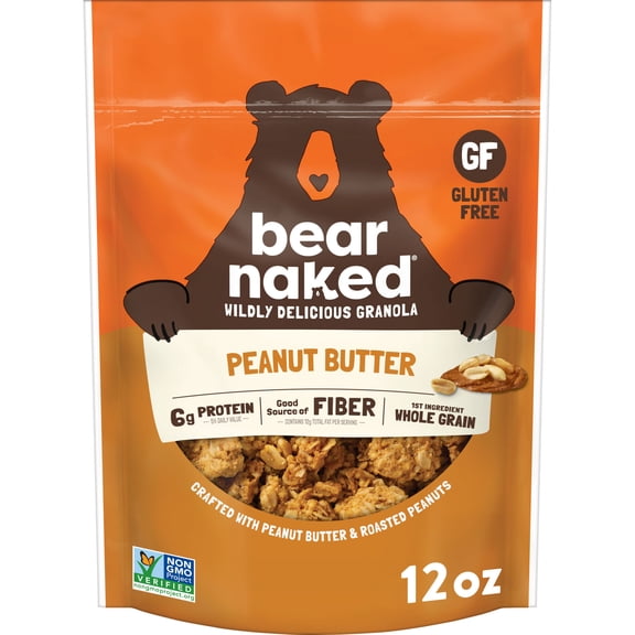 Bear Naked Peanut Butter Granola Cereal, Good Source of Fiber Bag, 12 oz