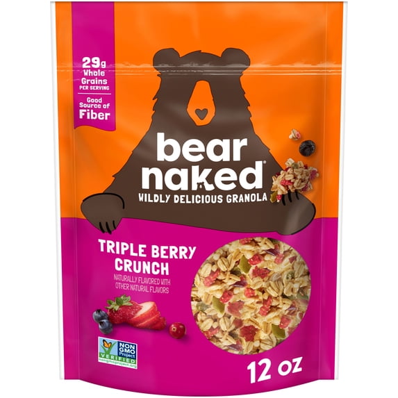 Bear Naked Triple Berry Crunch Granola Cereal, Good Source of Fiber, Whole Grain, 12 oz