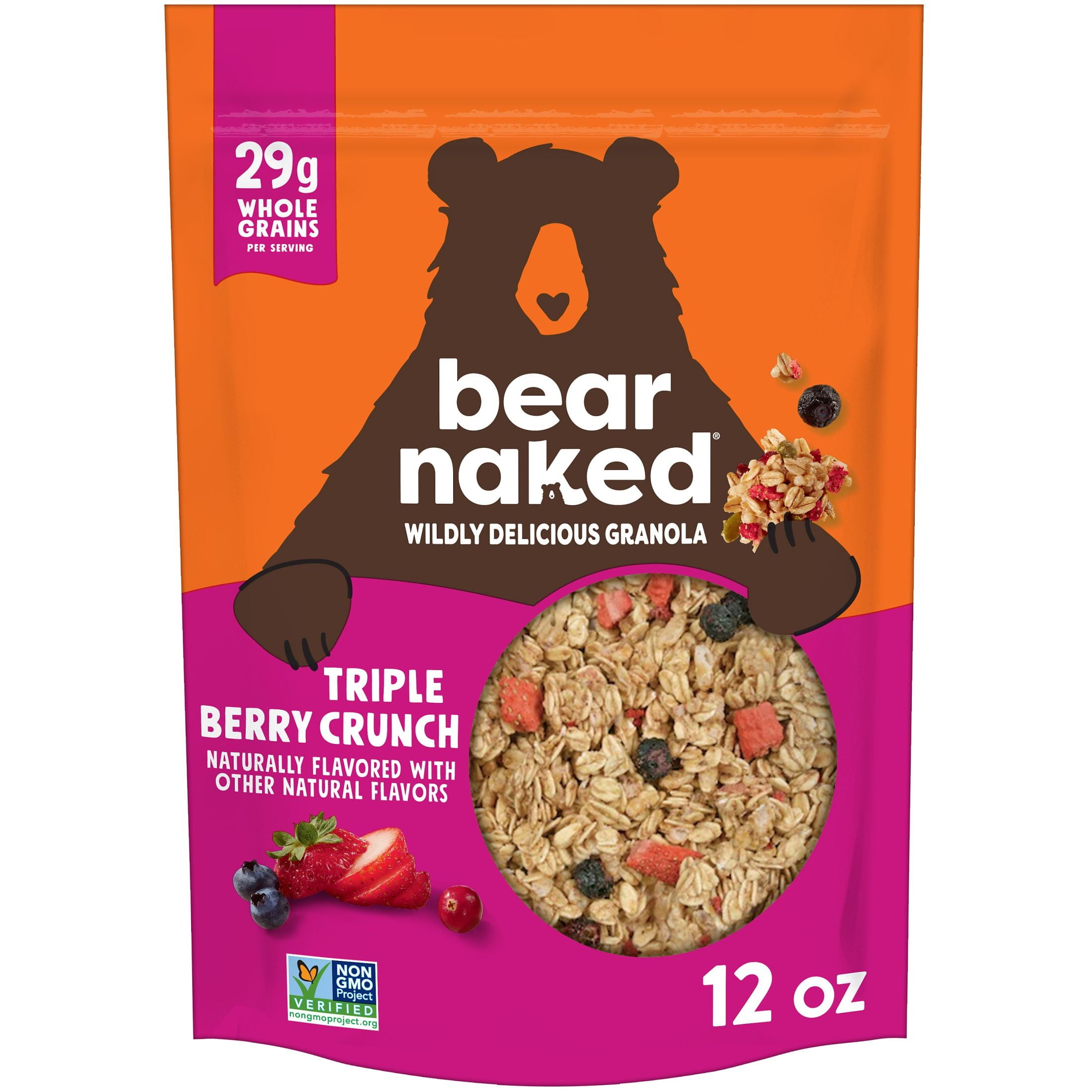 BEAR NAKED FIT Bear Naked Granola Cereal, Whole Grain Granola, Breakfast Snacks, Triple Berry Crunch, 12oz Bag (1 Bag)