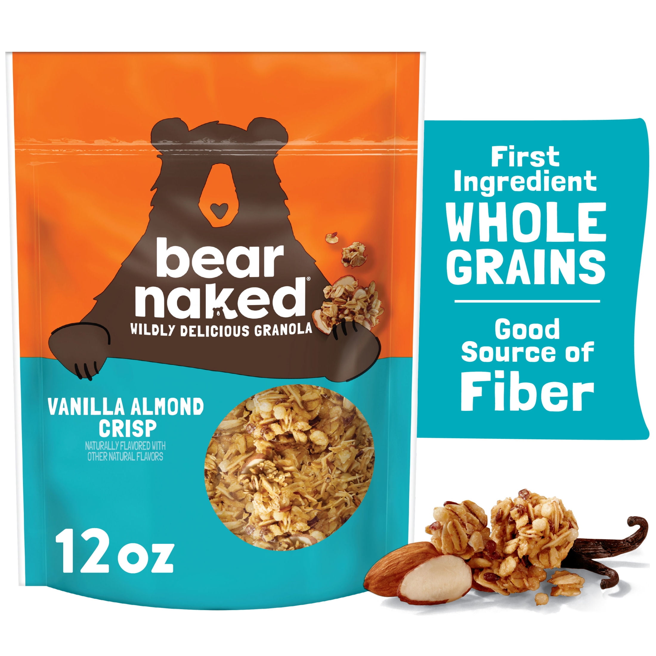 Bear Naked Vanilla Almond Crisp Granola Cereal, Good Source of Fiber, Whole Grain, 12 oz