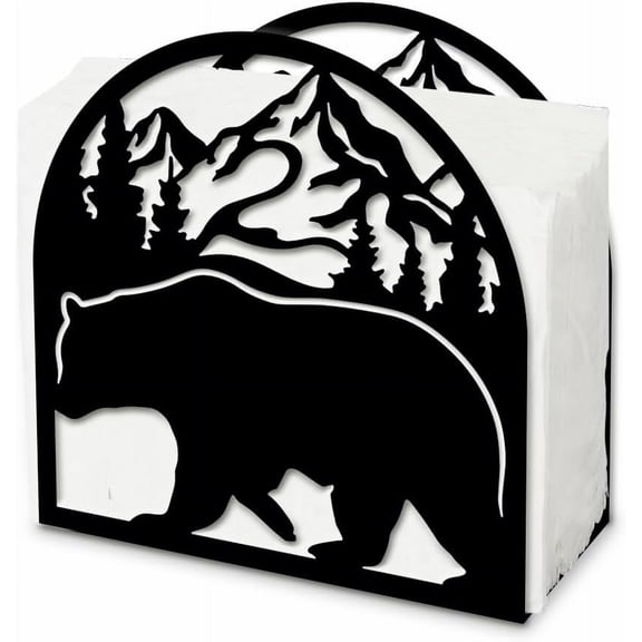 Bear Napkin Holder for Tables Forest Animal Iron Napkin Holder Napkin Dispenser Tabletop Tissue Stand Rustic Cloth Napkins Holders for Kitchen Hotel Restaurants Farmhouse Home Decor Black