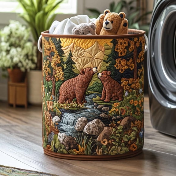 Bear Nature Glow Quilted Laundry Basket