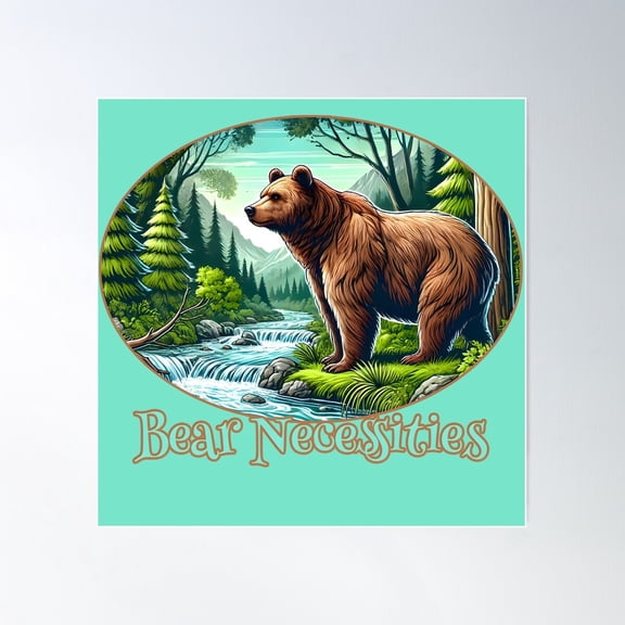 Bear Necessities Poster Wall Art, Modern Wall Decor For Living Room Bedroom, 17x17 UNFRAMED