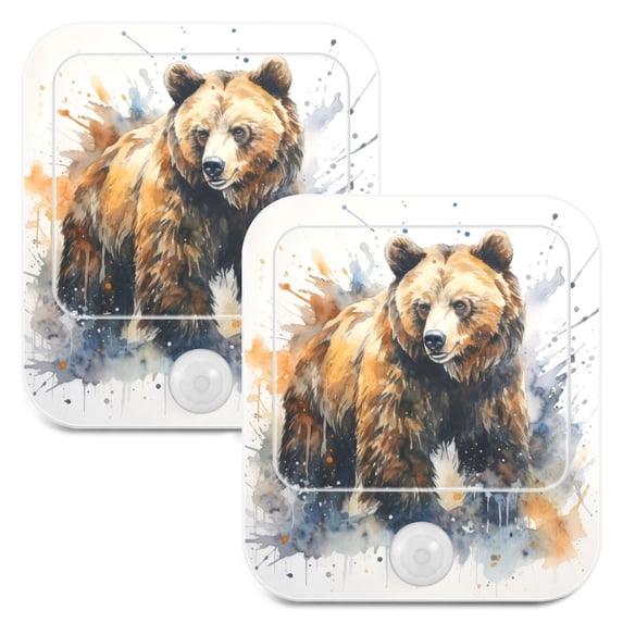 Bear Night Lights Plug into Wall LED with Auto Light Sensor Warm Light for Kids Hallway Bedroom Living Room Kitchen Bathroom Set of 2