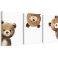 thumbnail image 1 of Bear Nursery Wall Art Decor Kids Canvas Poster Baby Boy Nursery Wall Decor Woodland Animal Pictures Teddy Peeking Bear Prints Cute Brown Painting Neutral Artwork Bedroom Set of 3, 1 of 6
