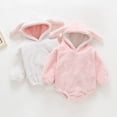 thumbnail image 1 of Bear Outfit With Footies Girls Boys Toddler Baby Boys Girls Color Cute Long Sleeves Ears Winter Keep Warm Jumpsuit Romper Pink 0 Months, 1 of 9
