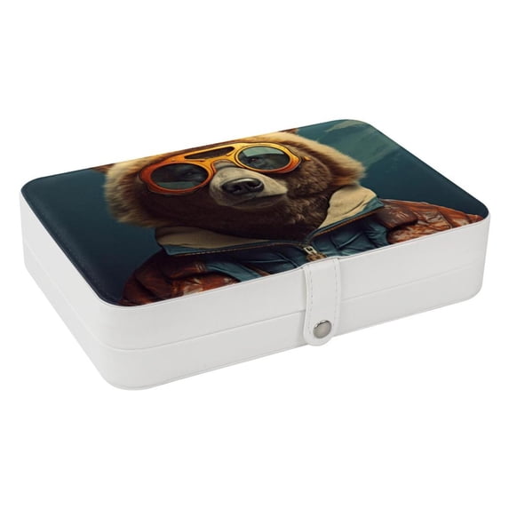 Bear PU Leather Necklace Holder with Removable Compartment and Portable Organizer Box Jewelry Display Case Jewelry Boxes