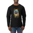 thumbnail image 1 of Bear Painting Splatter Abstract Art Animal Lover Mens Long Sleeve Shirt, Black, Small, 1 of 3