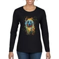 thumbnail image 1 of Bear Painting Splatter Abstract Art Animal Lover Womens Graphic Long Sleeve T-Shirt, Black, Small, 1 of 3