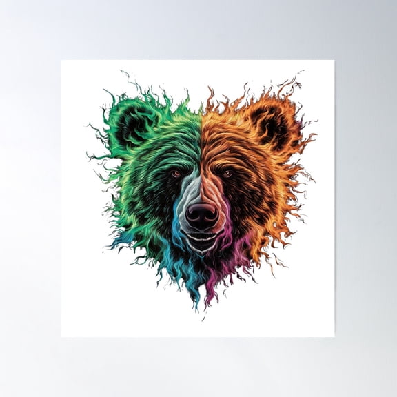 Bear Pattern! Poster Wall Art, Modern Wall Decor For Living Room Bedroom, 17x17 UNFRAMED