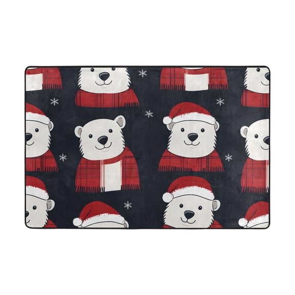 Bear Pattern Rug 36x24in Memory Foam Absorbent Non Slip Plush for Bathroom Kitchen Entryway