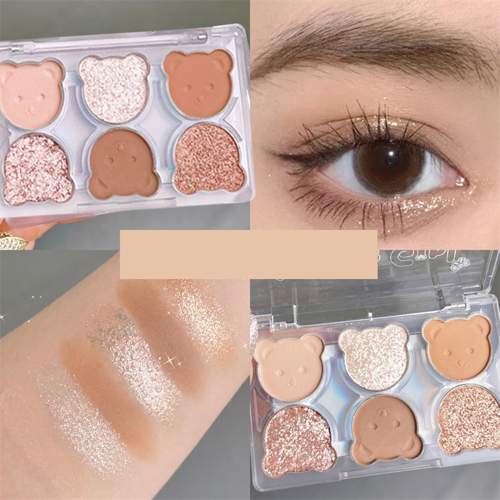 Bear Pattern Six Colors Eye Shadow Disc Pearlescent Fine Flash Eye