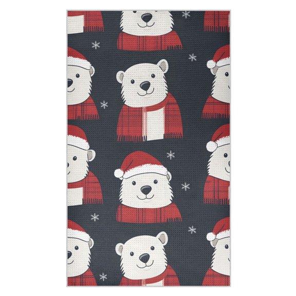 Bear Pattern Waffle Kitchen Towels 18x30 in Soft Absorbent Quick Dry Dishcloths