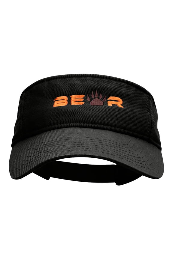 Bear Paw Embroidered Cotton Twill Visor - Black OSFM