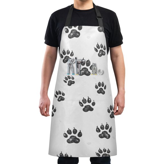Bear Paw Kitchen Apron with 2 Pockets Adjustable waterproof Cooking Aprons for Women Men Chef