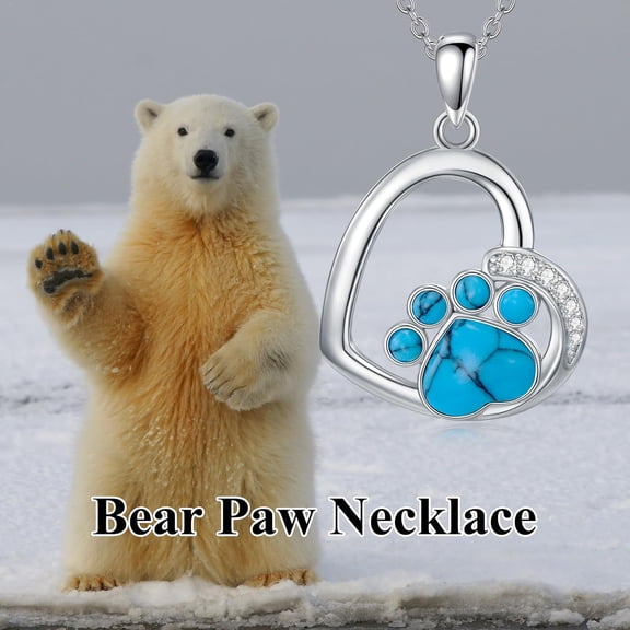 Bear Paw Necklace for Women 925 Sterling Silver Birthstone Paw Print Pendant Necklace Jewelry for Women