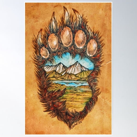 Bear Paw Poster Wall Art, Modern Wall Decor, 8x12 UNFRAMED