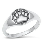 SAC SILVER Bear Paw Print Wholesale Ring .925 Sterling Silver Band Jewelry Female Male Unisex Size 9