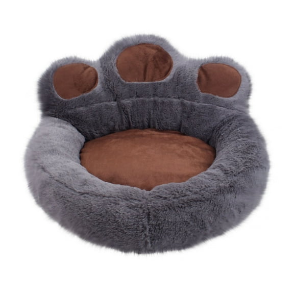 Bear Paw Shape Pet Bed for Small Dogs Cats 17In Cozy Washable Mat Cozy Household Decor Non-Slip Indoor Nest 2 Colors (For Pets Under 5.5Lb)