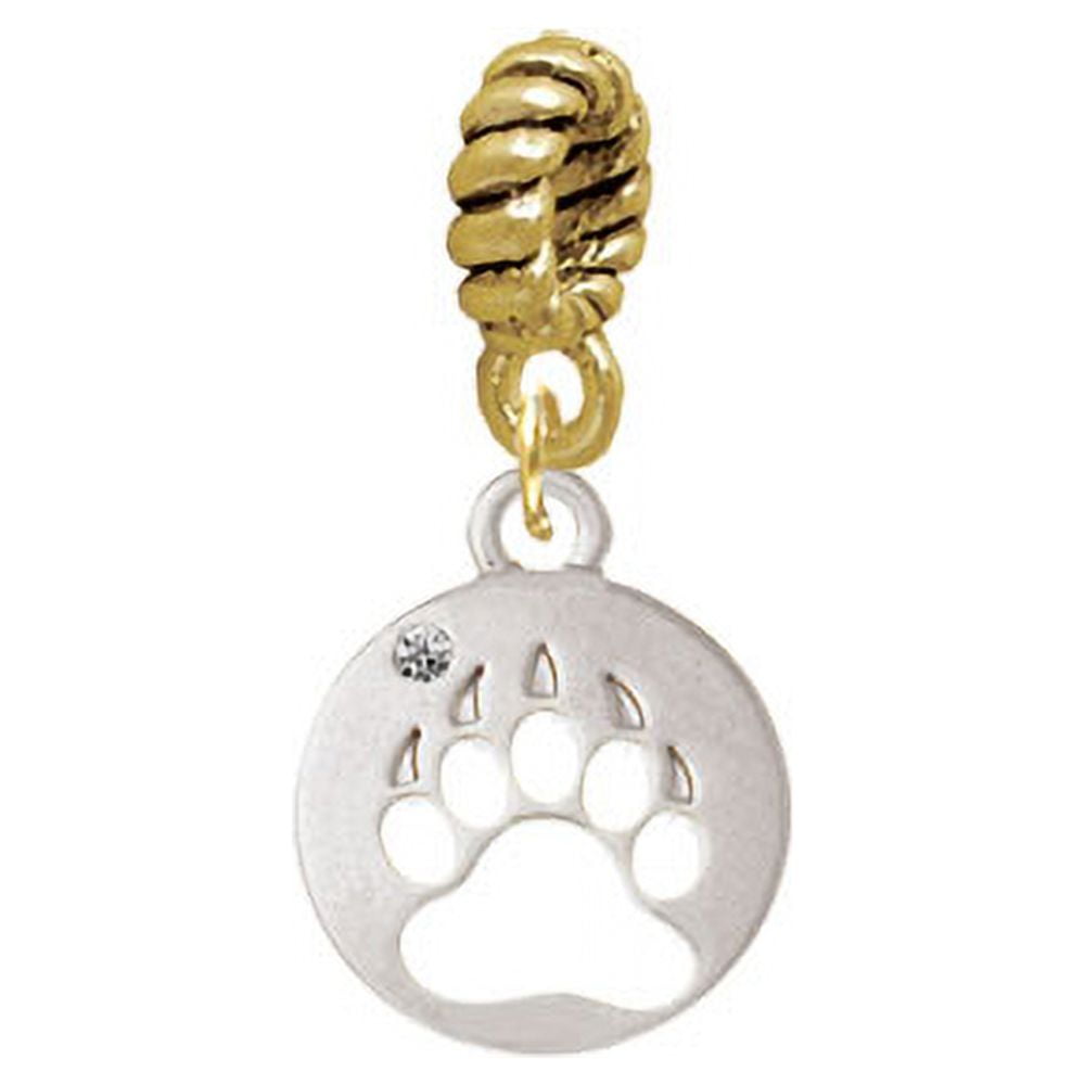 Bear Paw Silhouette - Gold Tone Rope Charm Bead