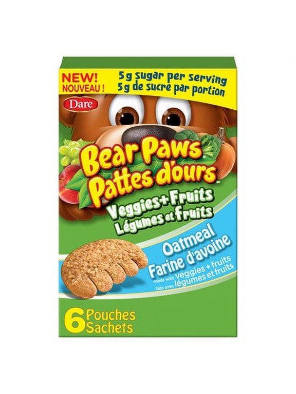 Bear Paws Fruit & Veggies Oatmeal Cookies, 168g/5.9 oz