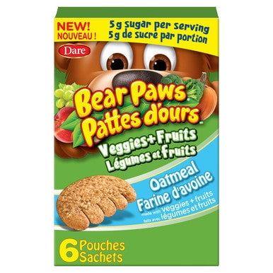 Bear Paws Fruit & Veggies Oatmeal Cookies, 168g/5.9 oz