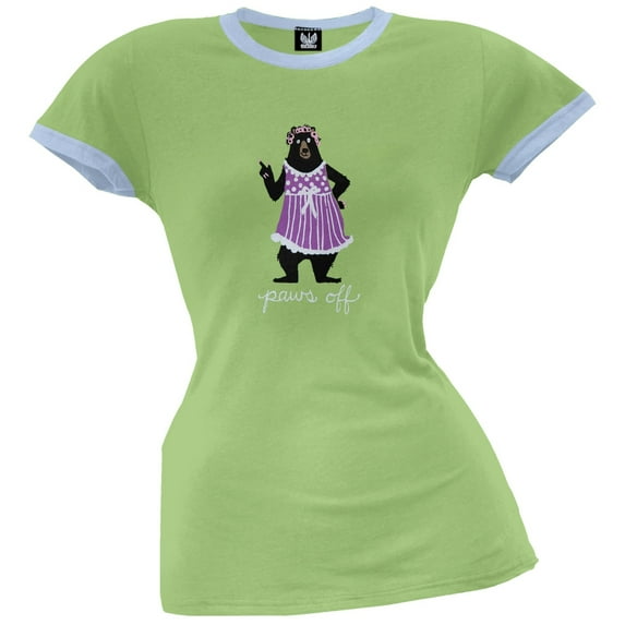 Bear Paws Off Women's Pajama Ringer T-Shirt - Medium
