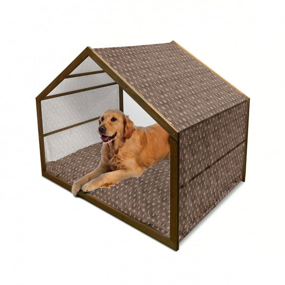 Bear Pet House, Forest Animals Concept Flock of Big Angry Bears Bushy Furs, Outdoor & Indoor Portable Dog Kennel with Pillow and Cover, 5 Sizes, Umber Brown and Cocoa, by Ambesonne