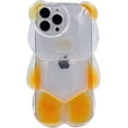 thumbnail image 1 of Bear Phone Case Compatible with iPhone 14 Pro Max, Cute 3D Yellow Glitter Clear Bear Case, Soft Frosted Shockproof Lovely Cartoon Bear Shaped Cover for Women Girls, 1 of 13