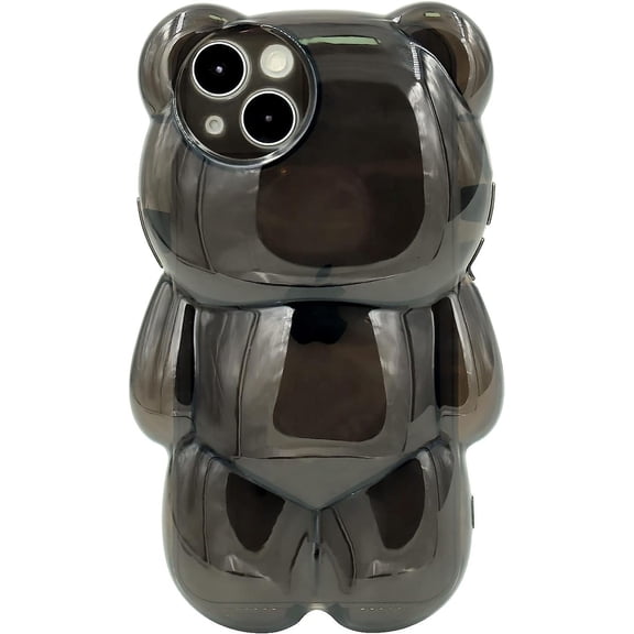 Bear Phone Case Compatible with iPhone 11 Case, Cute 3D Clear Black Bear Case, Shockproof Kpop Cartoon Bear Phone Case for Women Girls