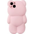 thumbnail image 1 of Bear Phone Case Compatible with iPhone 12, Cute 3D Pink Bear Case, Shockproof Lovely Cartoon Bear Shape Cover for Women Girls, 1 of 13