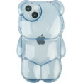thumbnail image 1 of Bear Phone Case Compatible with iPhone 12 Pro Case, Cute 3D Clear Blue Bear Case, Shockproof Kpop Cartoon Bear Phone Case for Women Girls, 1 of 13
