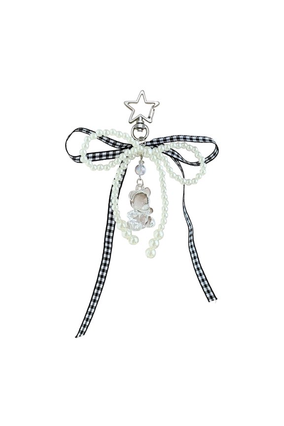Bear Phone Strap Keychain with Resin Charm, Secure Metal Clasp for Mobile Devices & Bags