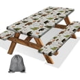 thumbnail image 1 of Bear Picnic Table Cover with Bench Covers,Funny Animal Forest Theme Decor,Camping Tablecloths,for 6 Ft Rectangle Tables and Seats,with Drawstring Bag(30x72 Inches), 1 of 4