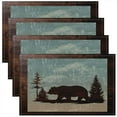 thumbnail image 1 of Bear Placemats Set of 4, Rustic Western Farmhouse Table Place Mats, Retro Wildlife Animal Placemat for Kitchen Dining Table Decoration Indoor Outdoor 18"x12", 1 of 4