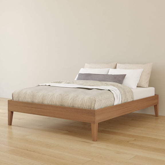 Bear Platform Bed (Full), Oak Embossed Pecan