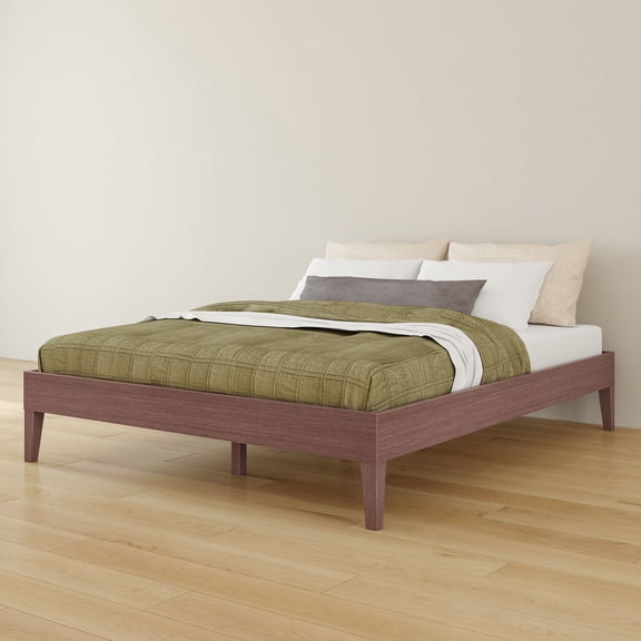 Bear Platform Bed (Queen), Oak Embossed Dark Brown