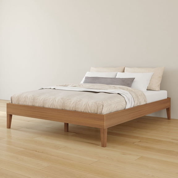 Bear Platform Bed (Queen), Oak Embossed Pecan