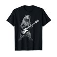 thumbnail image 1 of Bear Playing Bass Guitar Shirt for Men Animal Playing Guitar Black T-Shirt, 1 of 5