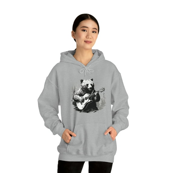 Bear Playing Guitar Unisex Heavy Blend™ Hooded Sweatshirt