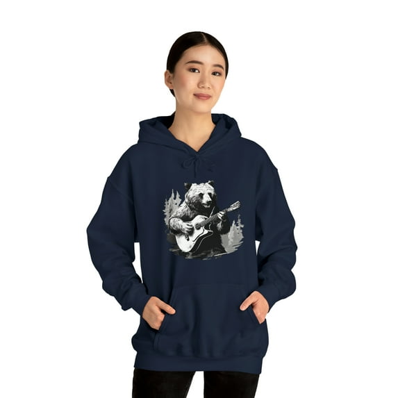 Bear Playing Guitar Unisex Heavy Blend™ Hooded Sweatshirt
