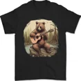 thumbnail image 1 of Bear Playing Ukulele Acoustic Music Fun Illustration Unisex T-Shirt, up to size 5XL, 1 of 2