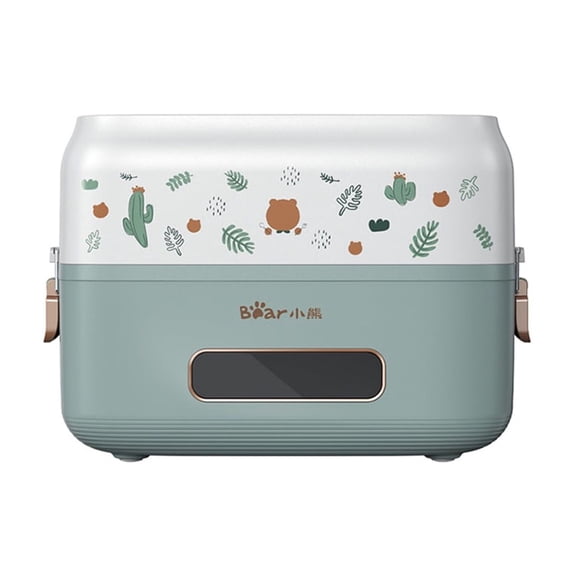 Bear Plug-in Electric Heated Lunch Box DFH-B15Q1, Multi-Functional Lunch Box with Keep Warm, Leak Proof & Freshness, Green, 1.5L