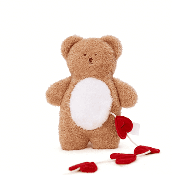 Bear Plush Squeaky Dog Toy, Heart String Interactive Chew Toy, Soft Durable Pet Toy for Small to Medium Dogs