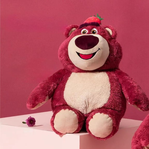 Bear Plush Toy Cute Strawberry Scented Stuffed Animal Doll with Strawberry on Head Soft Cuddly Pillow for Kids Gift