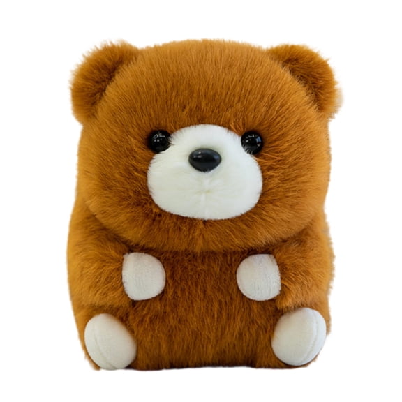Bear Plush Toy, Soft Cuddly Stuffed Animal, Brown and White, Birthday Gift for Aldults,Small Stuffed Animals Plush Toy Sitting Soft Doll Plushies